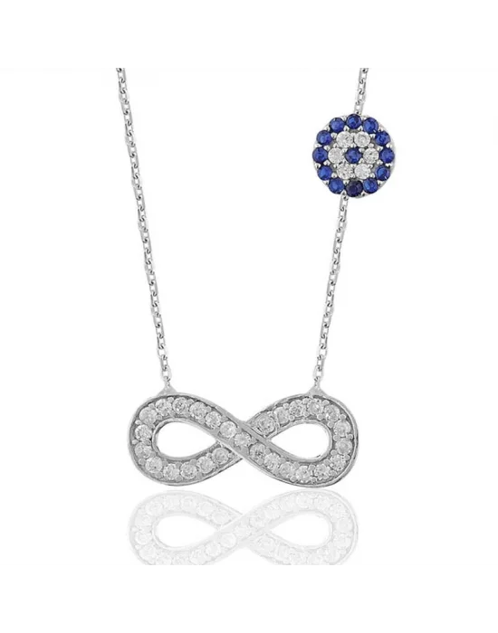 Gümüş Nazarlı Sonsuzluk Kadın Kolye