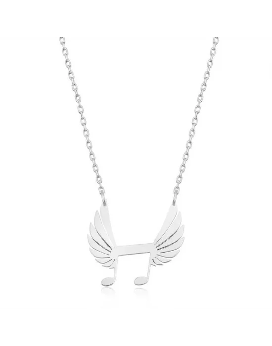 Gümüş Nota Kanatları Bayan Kolye