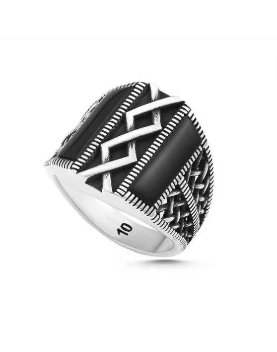 Gümüş OniksTaşlı Erkek Yüzük