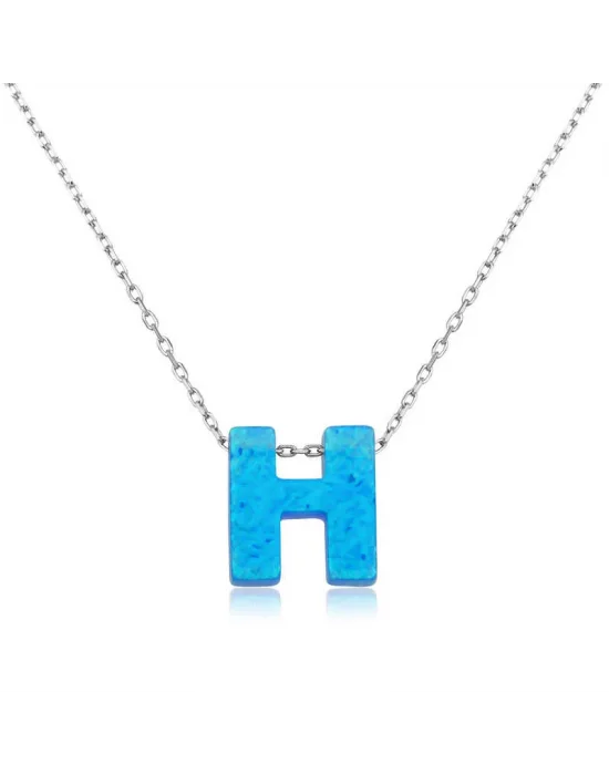 Gümüş Opal Harf Bayan Kolye