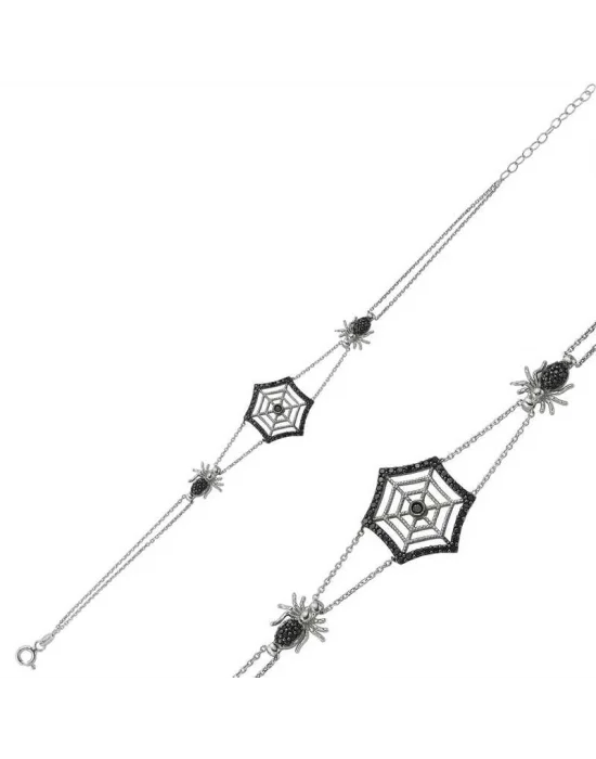 Gümüş Örümcek Ağı Bayan Bileklik