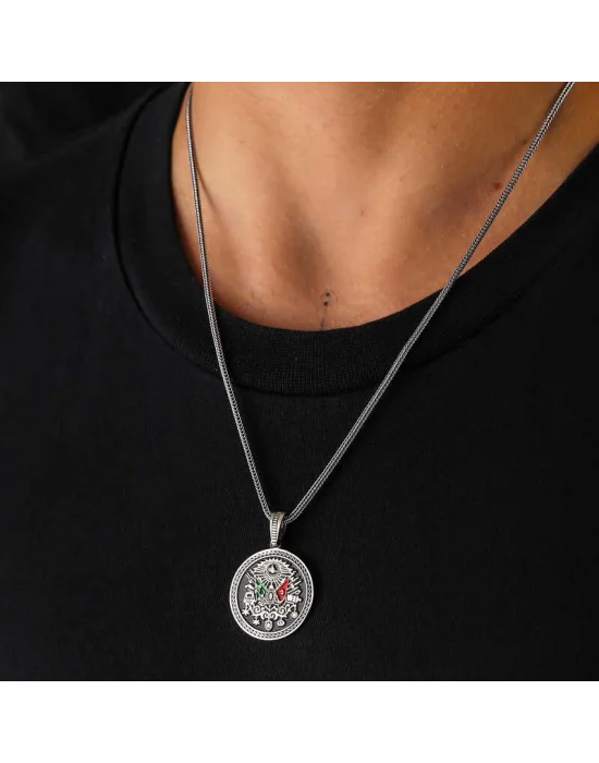 Gümüş Osmanlı Armalı Erkek Kolye