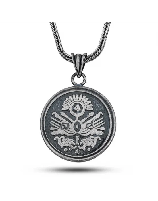Gümüş Osmanlı Devlet Armalı Cevşen Kolye