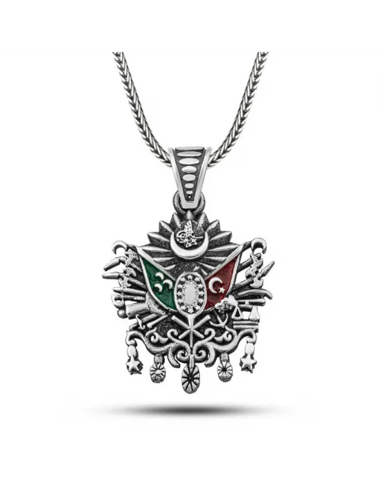 Gümüş Osmanlı Devlet Armalı Erkek Kolye