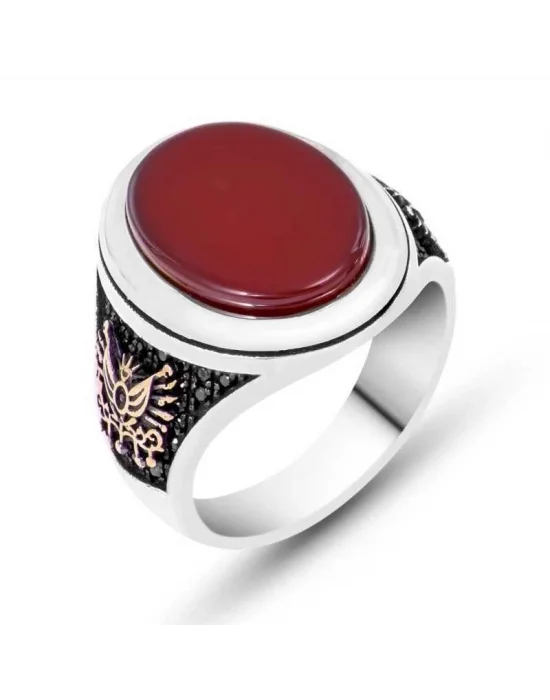 Gümüş Osmanlı Devlet Armalı Erkek Yüzük