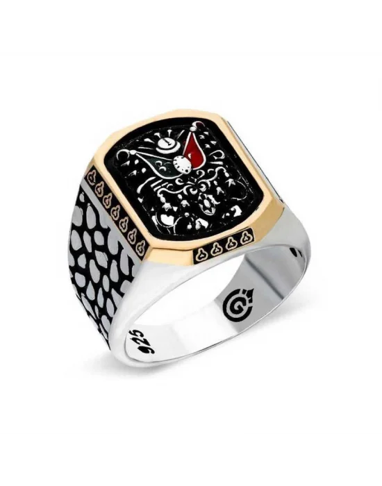 Gümüş Osmanlı Devlet Armalı Erkek Yüzük