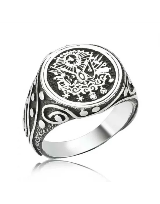Gümüş Osmanlı Devlet Armalı Erkek Yüzük