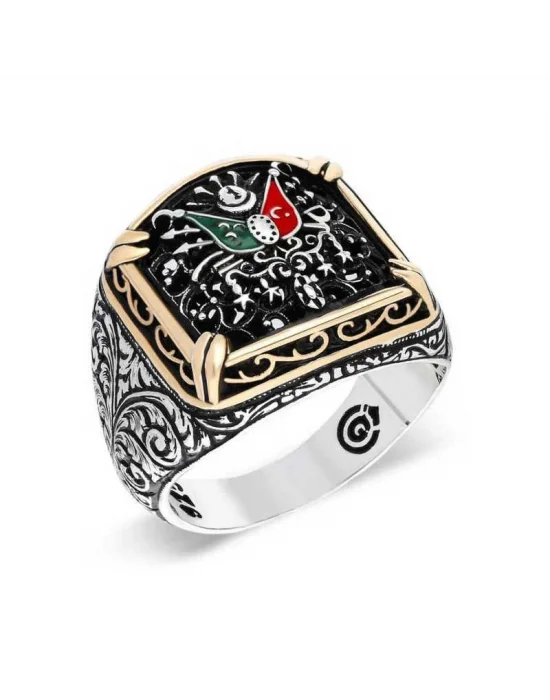 Gümüş Osmanlı Devlet Armalı Erkek Yüzük