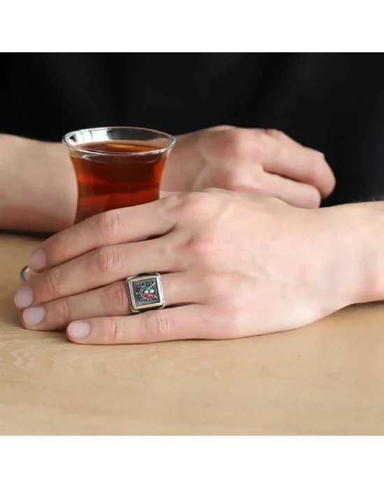 Gümüş Osmanlı Devlet Armalı Erkek Yüzük