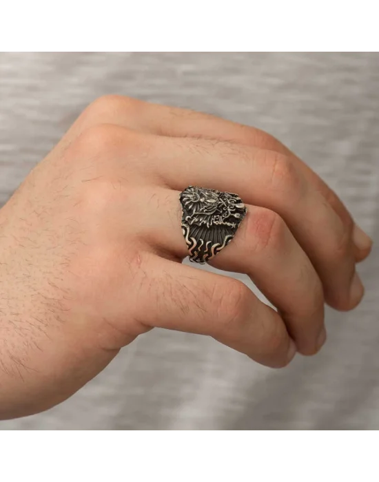 Gümüş Osmanlı Devlet Armalı Erkek Yüzük