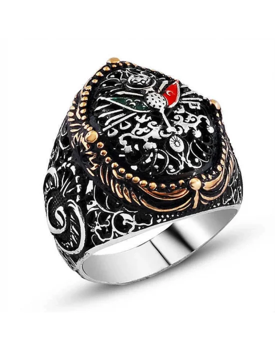 Gümüş Osmanlı Devlet Arması Erkek Yüzük