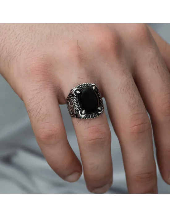 Gümüş Osmanlı Tuğra Armalı Pençe Erkek Yüzük