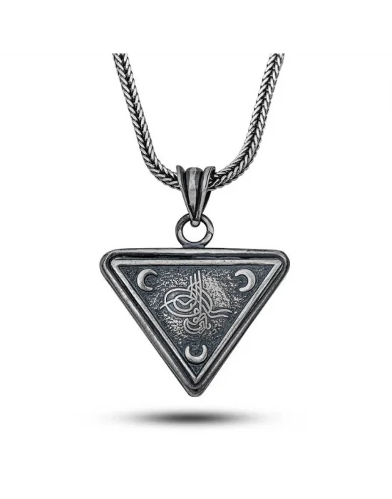 Gümüş Osmanlı Tuğrası Hilal Cevşen Kolye