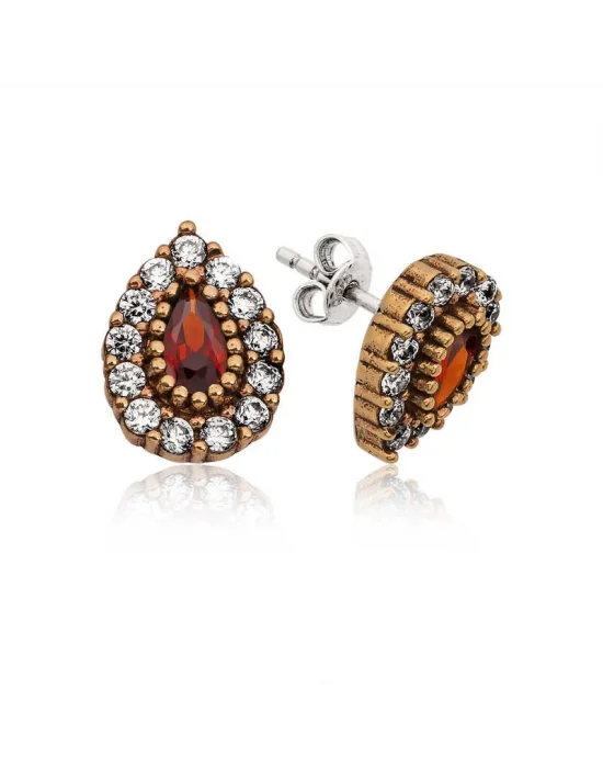 Gümüş Otantik Damla Çivili Küpe