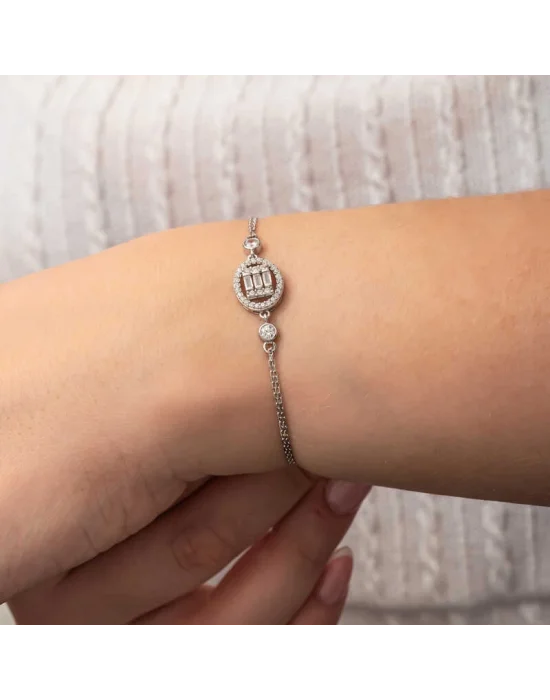 Gümüş Oval Baget Taşlı Kadın Bileklik