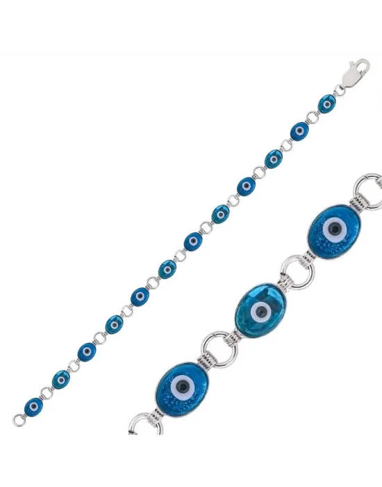 Gümüş Oval Nazar Bayan Bileklik