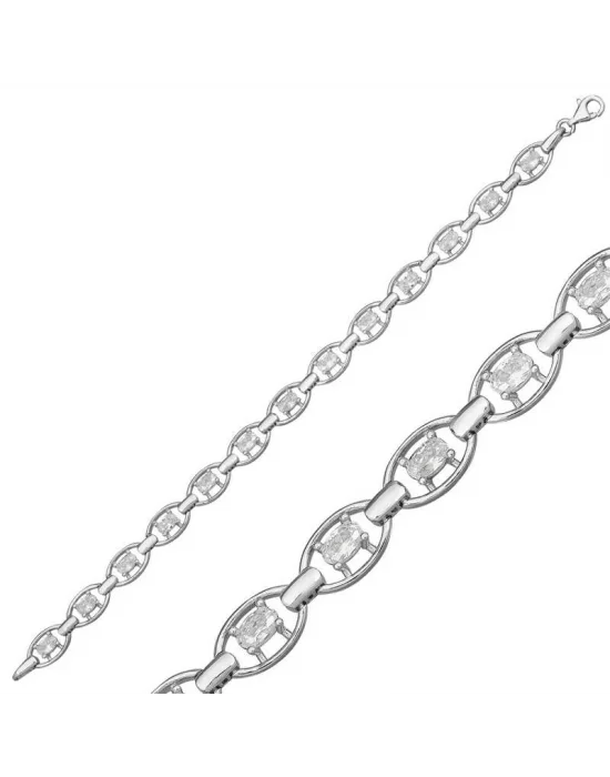 Gümüş Oval Su Yolu Bayan Bileklik