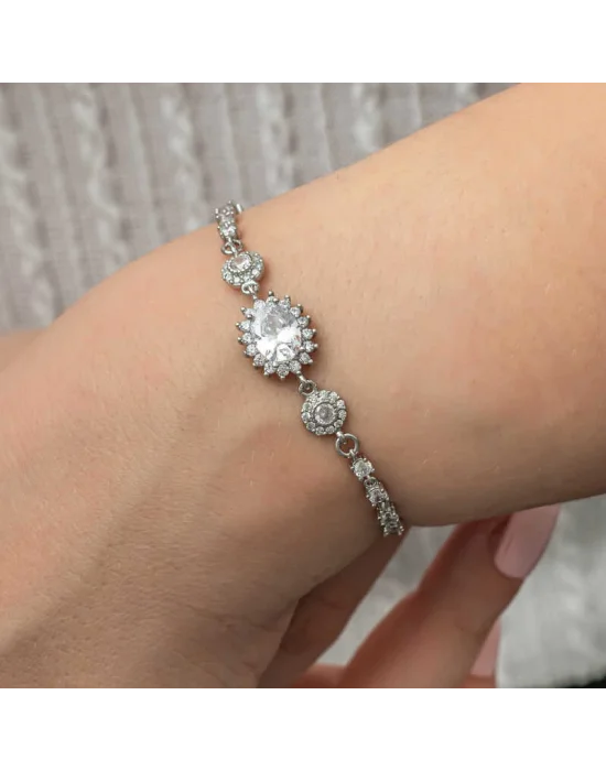 Gümüş Oval Su Yolu Kadın Bileklik