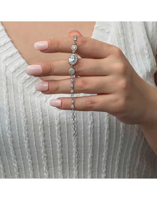 Gümüş Oval Su Yolu Kadın Bileklik