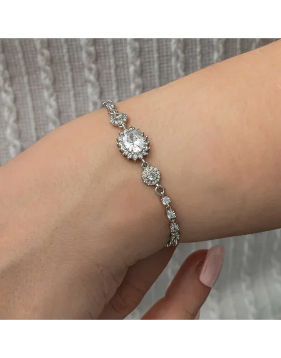 Gümüş Oval Su Yolu Kadın Bileklik