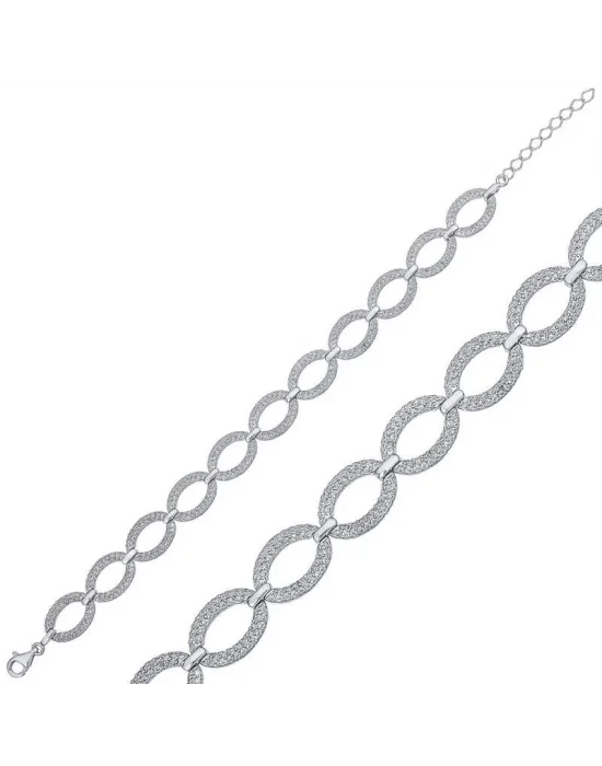 Gümüş Oval Taşlı Bayan Bileklik