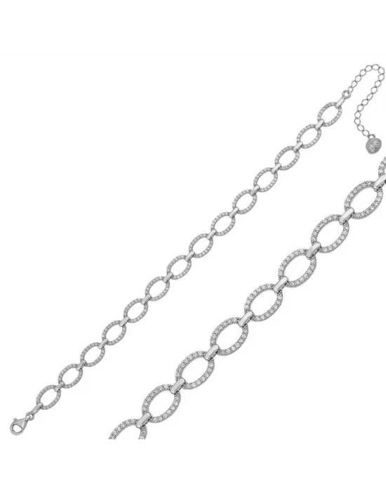 Gümüş Oval Taşlı Bayan Bileklik