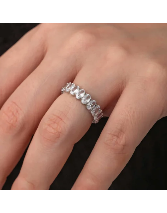 Gümüş Oval Taşlı Tamtur Kadın Yüzük