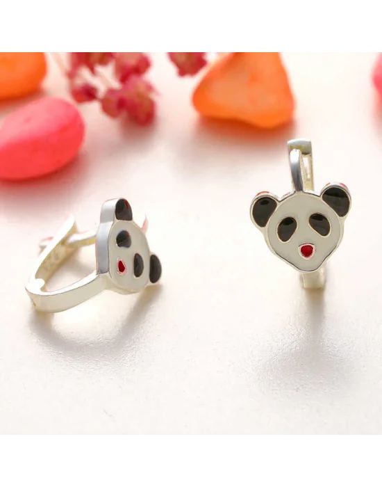 Gümüş Panda Çocuk Küpesi