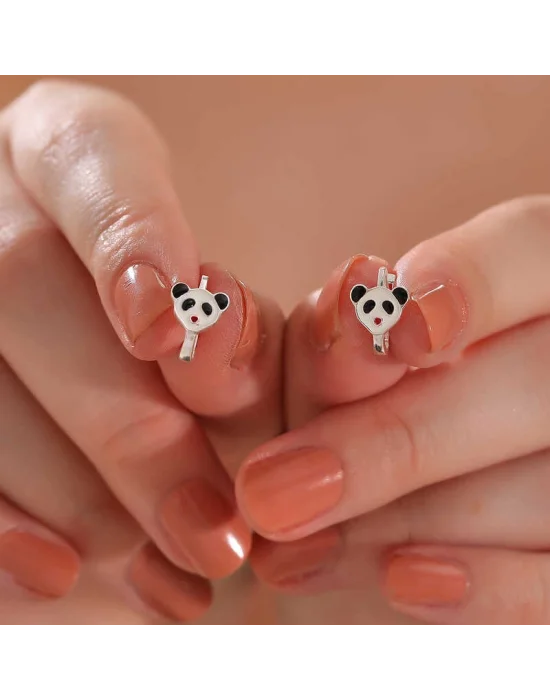 Gümüş Panda Çocuk Küpesi