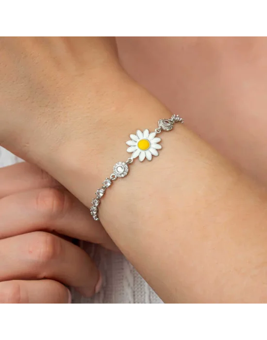 Gümüş Papatya Su Yolu Kadın Bileklik