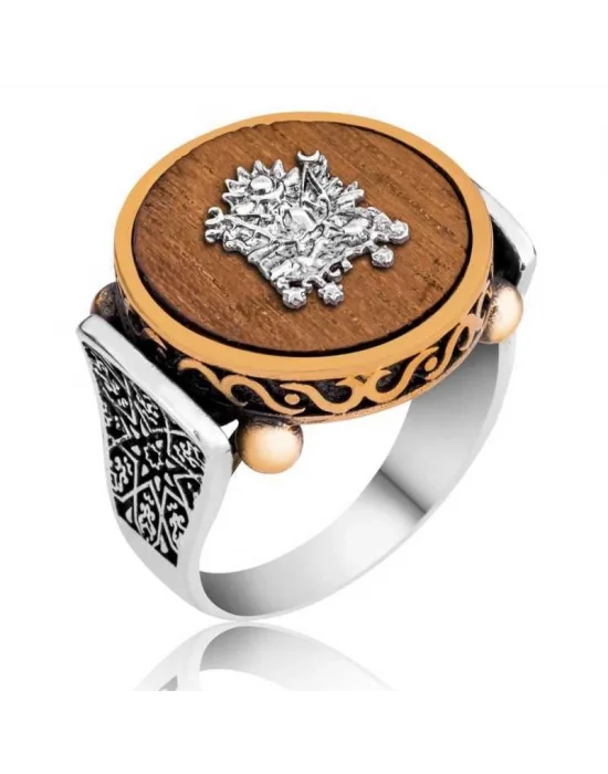 Gümüş Pelesenk Ağacı Osmanlı Devlet Arması Erkek Yüzük