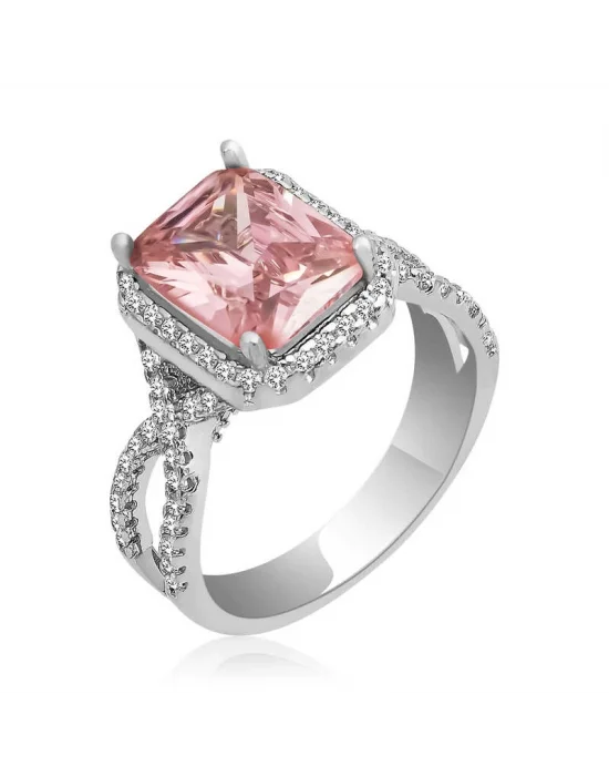 Gümüş Pembe Baget Bayan Yüzük