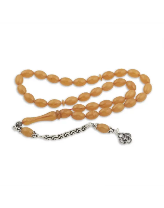 Gümüş Püskül Arpa Sıkma Kehribar Tesbih