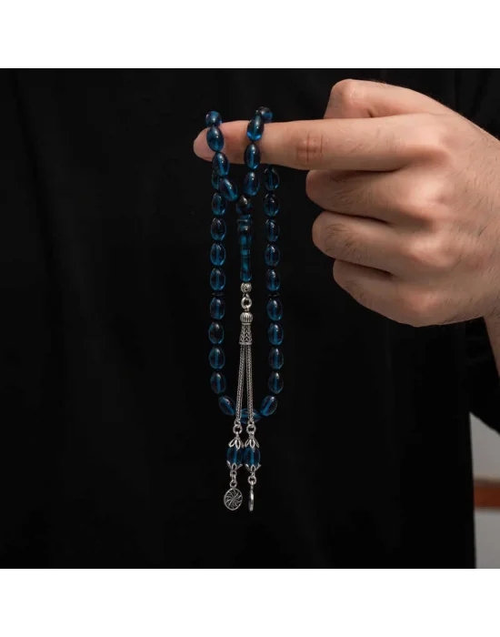 Gümüş Püskül Sıkma Kehribar Tesbih