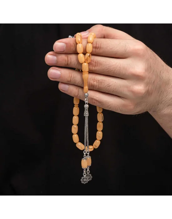 Gümüş Püskül Sıkma Kehribar Tesbih