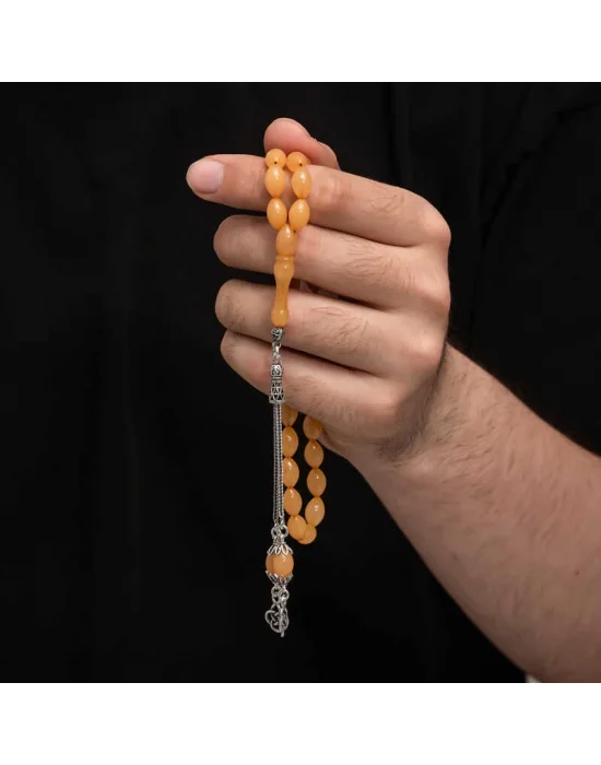 Gümüş Püskül Sıkma Kehribar Tesbih