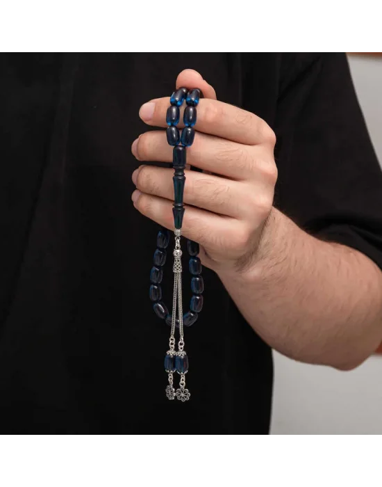 Gümüş Püskül Sıkma Kehribar Tesbih