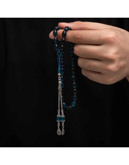 Gümüş Püskül Sıkma Kehribar Tesbih