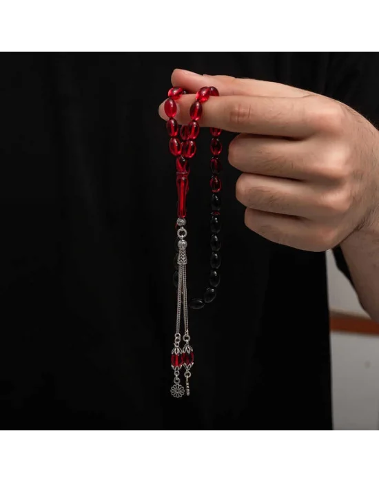 Gümüş Püskül Sıkma Kehribar Tesbih