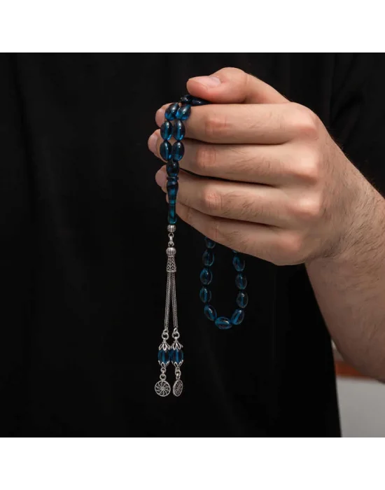 Gümüş Püskül Sıkma Kehribar Tesbih