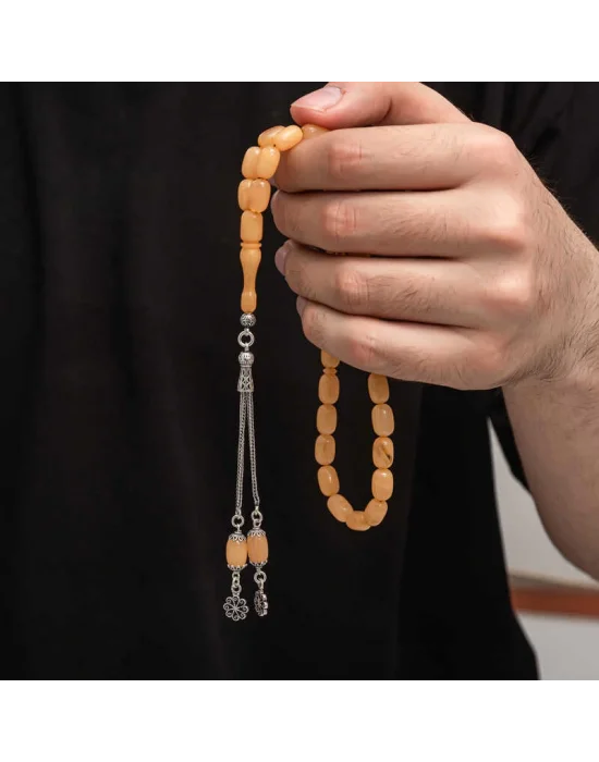 Gümüş Püskül Sıkma Kehribar Tesbih