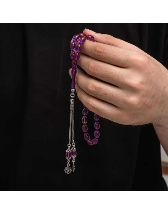 Gümüş Püskül Sıkma Kehribar Tesbih