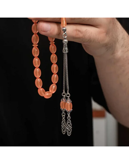 Gümüş Püskül Sıkma Kehribar Tesbih