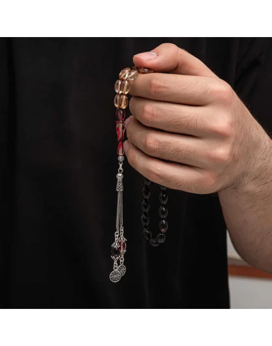 Gümüş Püskül Sıkma Kehribar Tesbih