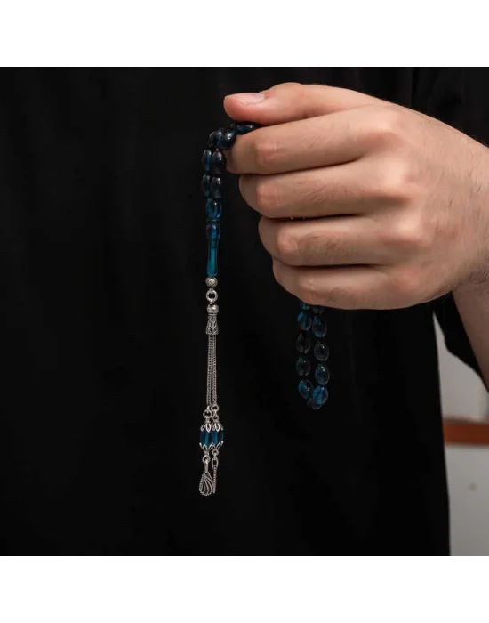 Gümüş Püskül Sıkma Kehribar Tesbih