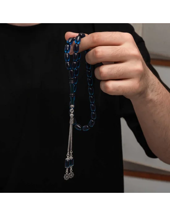 Gümüş Püskül Sıkma Kehribar Tesbih