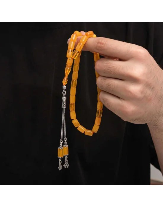 Gümüş Püskül Sıkma Kehribar Tesbih