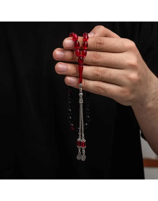 Gümüş Püskül Sıkma Kehribar Tesbih