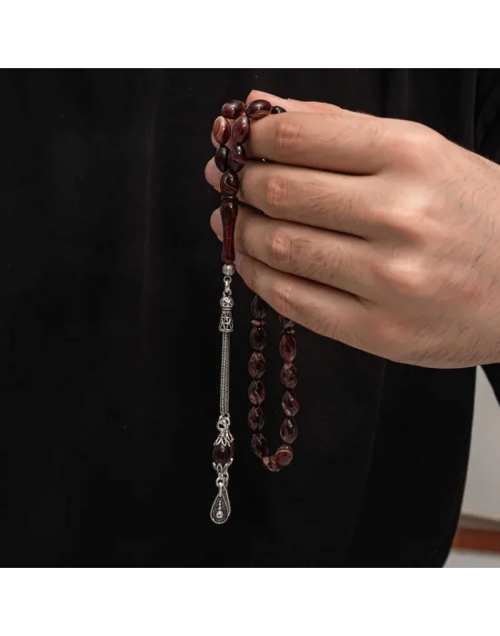 Gümüş Püskül Sıkma Kehribar Tesbih