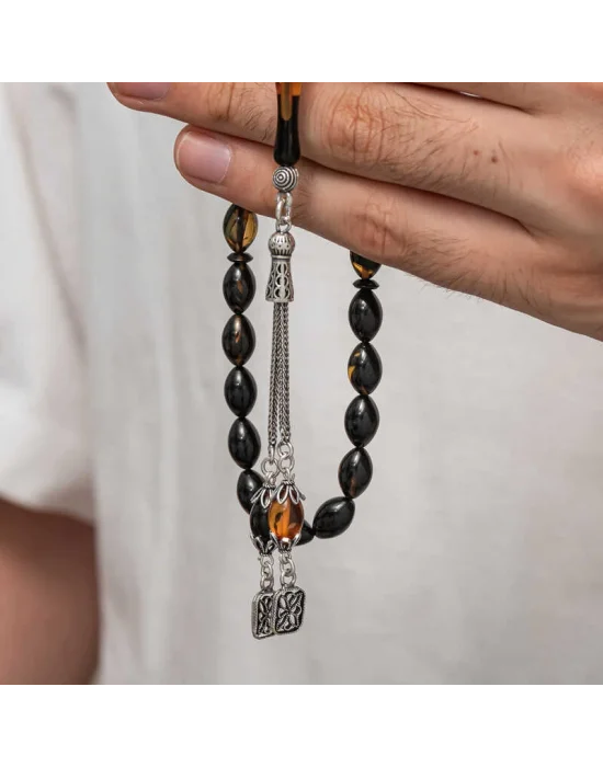 Gümüş Püskül Sıkma Kehribar Tesbih